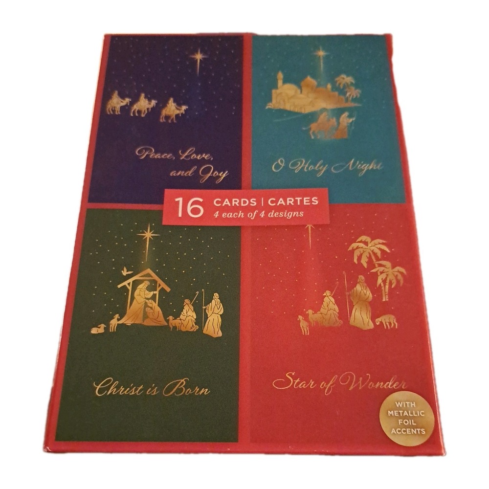 Hallmark Religious Christmas Boxed Cards, Nativity Scene 16 Christmas Cards and